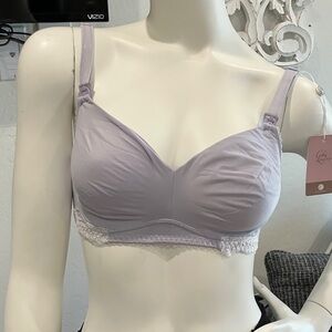 Cake Lavender Wireless Lace-Trim Nursing Bra